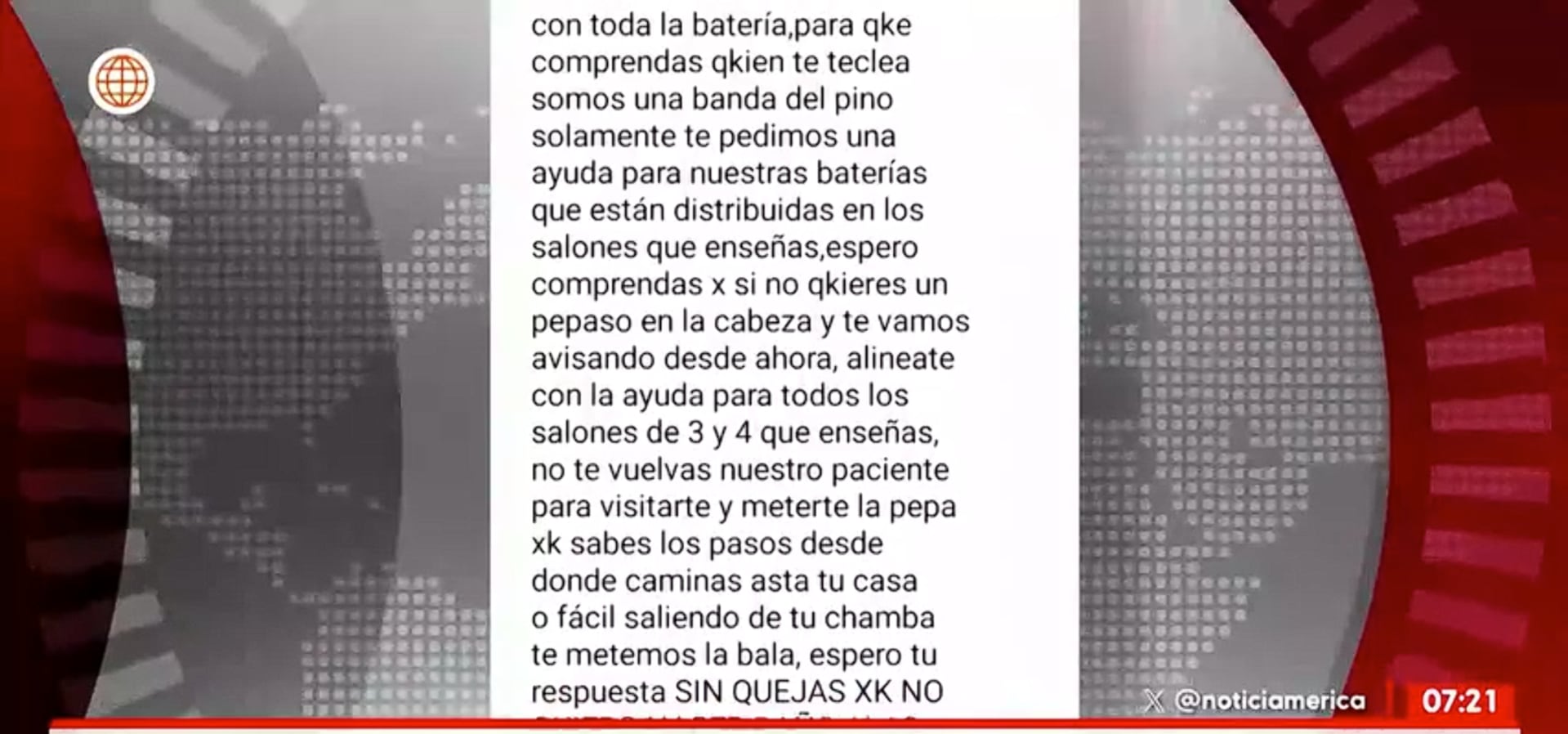 Profesores lamentan que hayan sido amenazados.(Fuente: América TV)