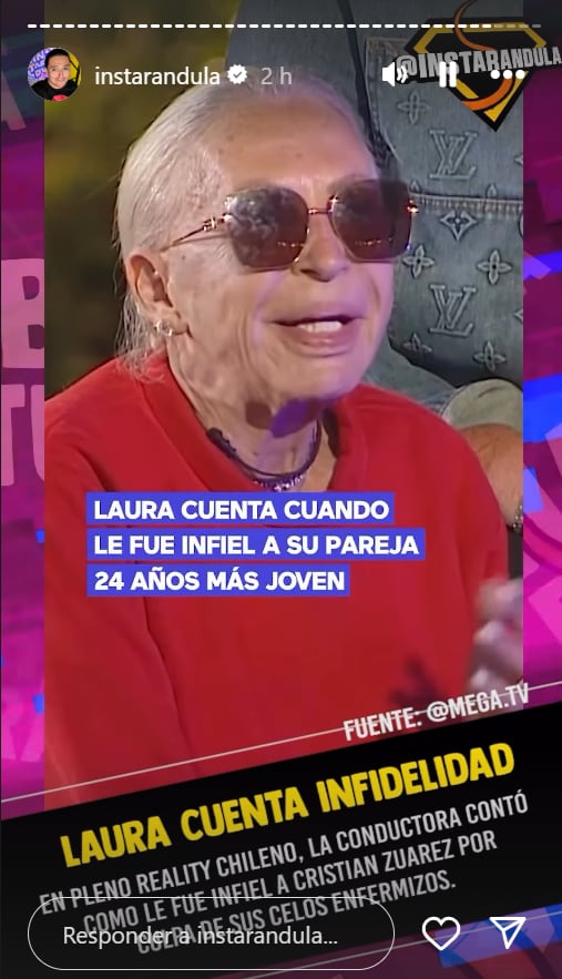 Laura Bozzo contando en reality chileno que le fue infiel a Cristian Zuárez cuando eran pareja por sus celos enfermizos.