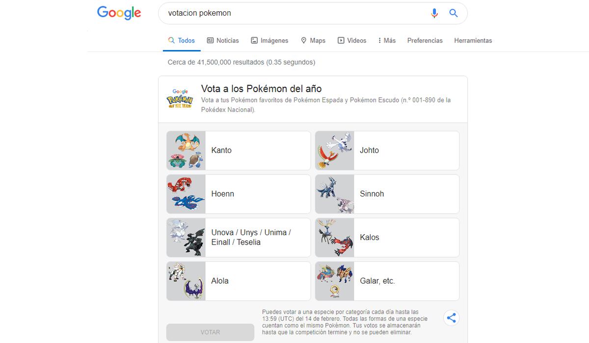 Google y Pokémon se han unido para que puedas elegir al Pokémon del año. (Foto: Captura)