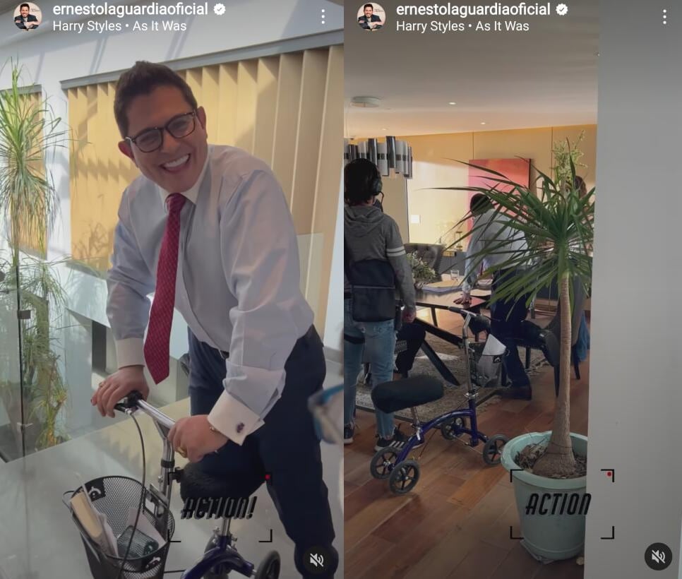 Laguardia se dejó ver con un vehículo para desplazarse entre escenas (Foto: Ernesto Laguardia / Instagram)