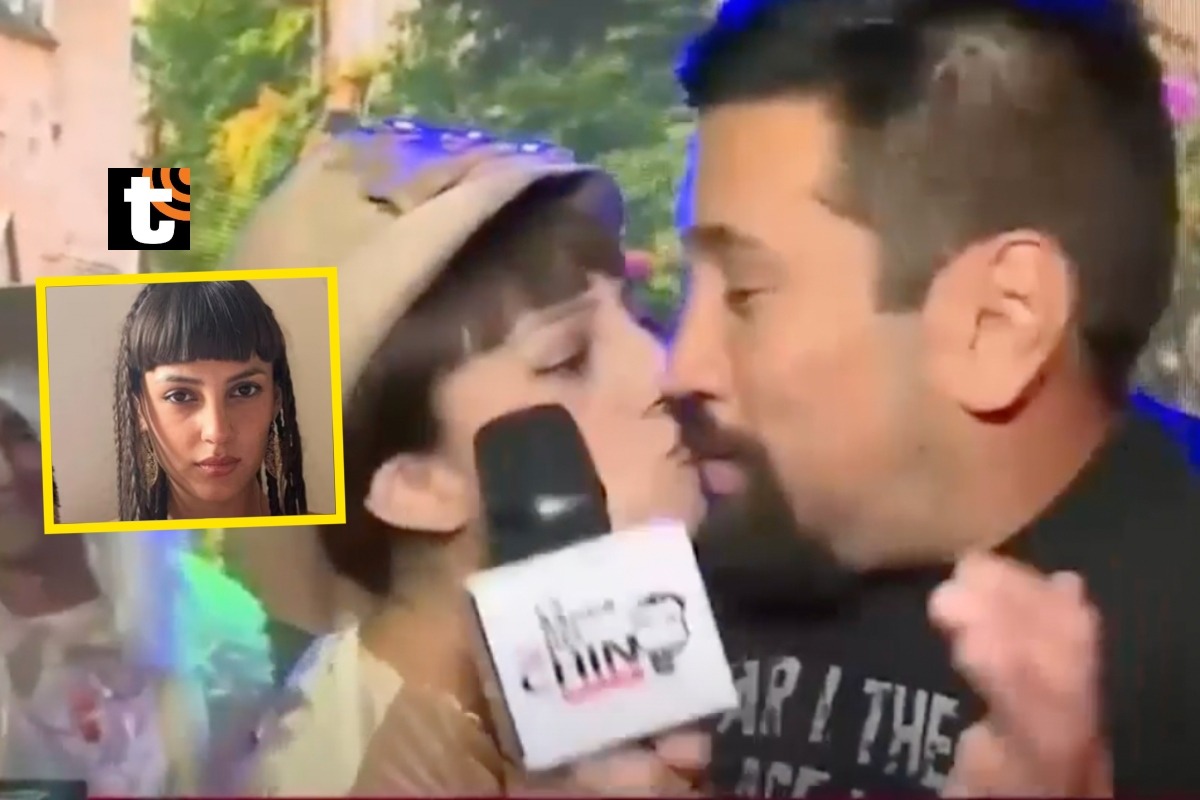 Aldo Miyashiro le hace reportaje a su novia y ella lo besa ante cámaras