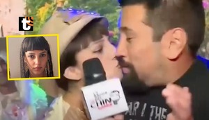 Aldo Miyashiro le hace reportaje a su novia y ella le da tremendo ‘pico’ ante cámaras: “Es un quinceañero enamorado”