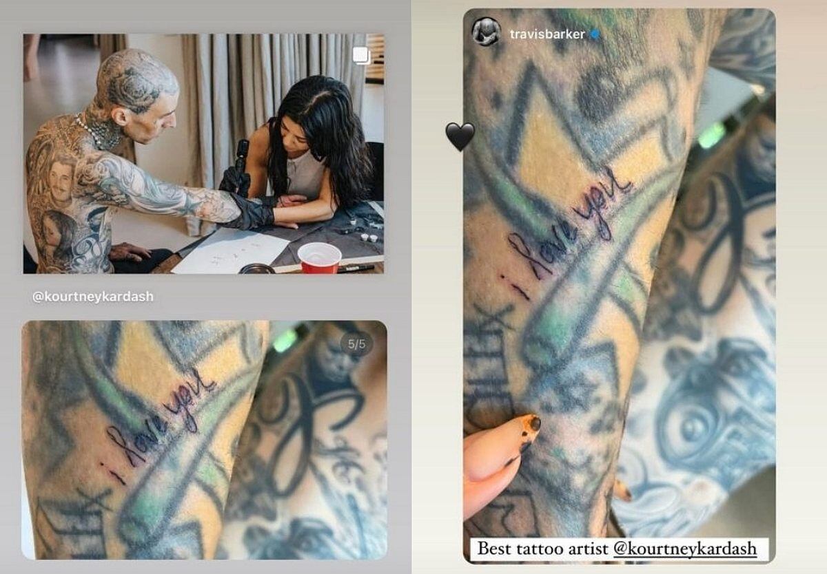 Kourtney Kardashian presumió cómo tatuó a su pareja Travis Barker (Foto: @kourtneykardash / Instagram)