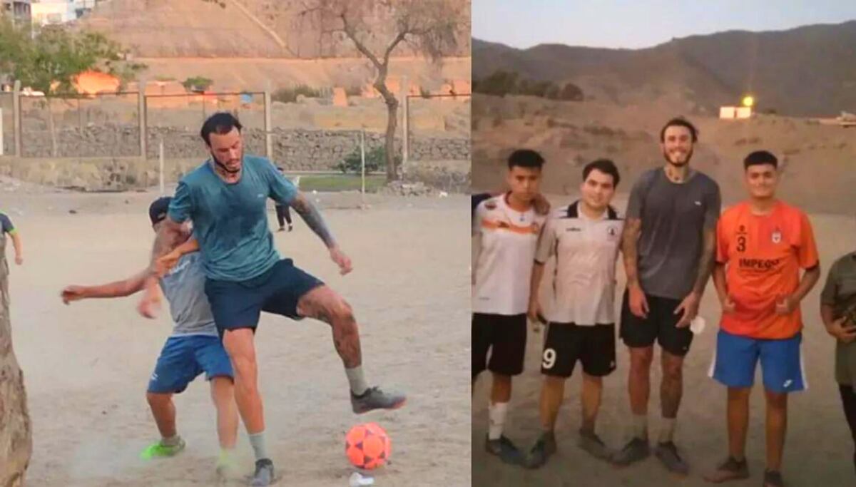 Gustavo Dulanto juega en su barrio de Mangomarca (Twitter)