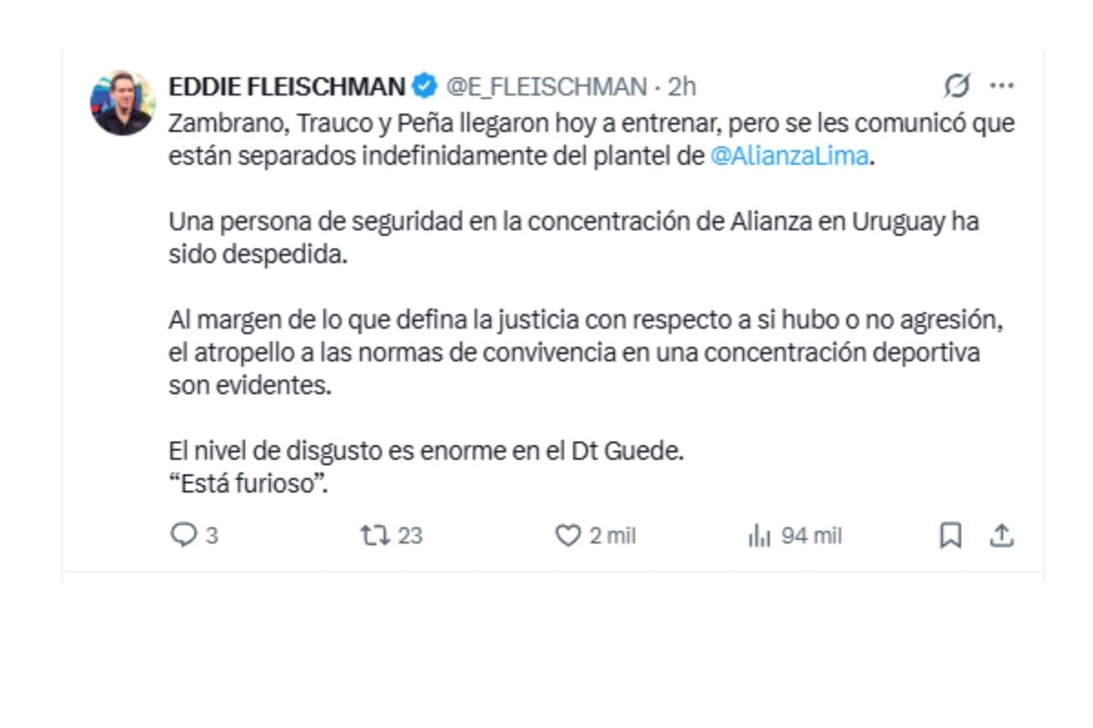 Eddie Fleischman reveló acción que confirma indisciplina (@e_fleischman)