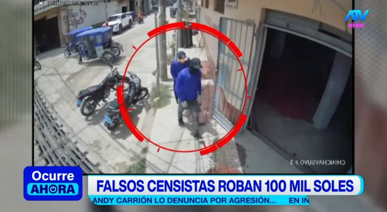 Dos delincuentes con pasamontañas, armas y usando polos del Censo 2025 atracaron a empresario cafetalero en Jaén.