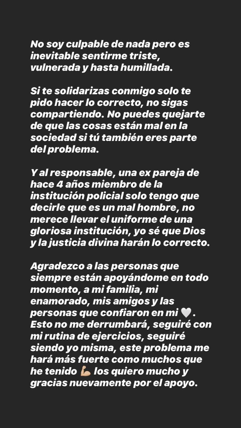 Mensajes de Jossmery Toledo en Instagram.