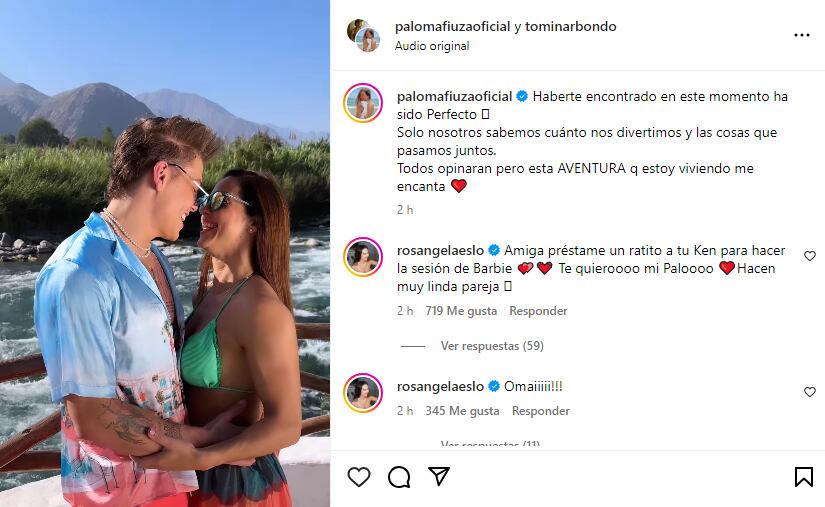 Paloma Fiuza y Tomi Narbondo presumen su relación. (Foto: Captura de Ig/ @palomafiuzaoficial).