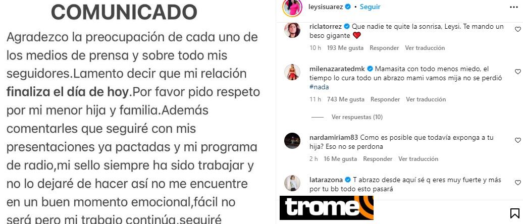 Los mensajes de apoyo a Leysi Suárez.