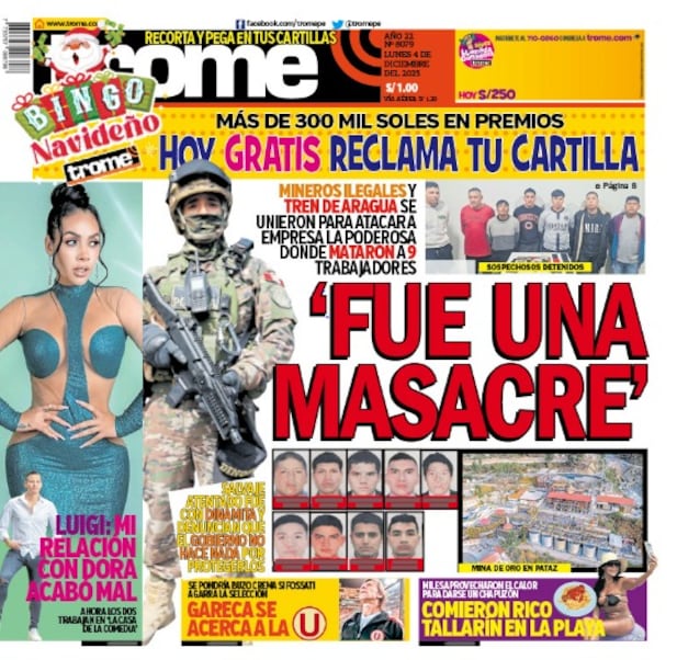 Portada Trome lunes 4 de diciembre