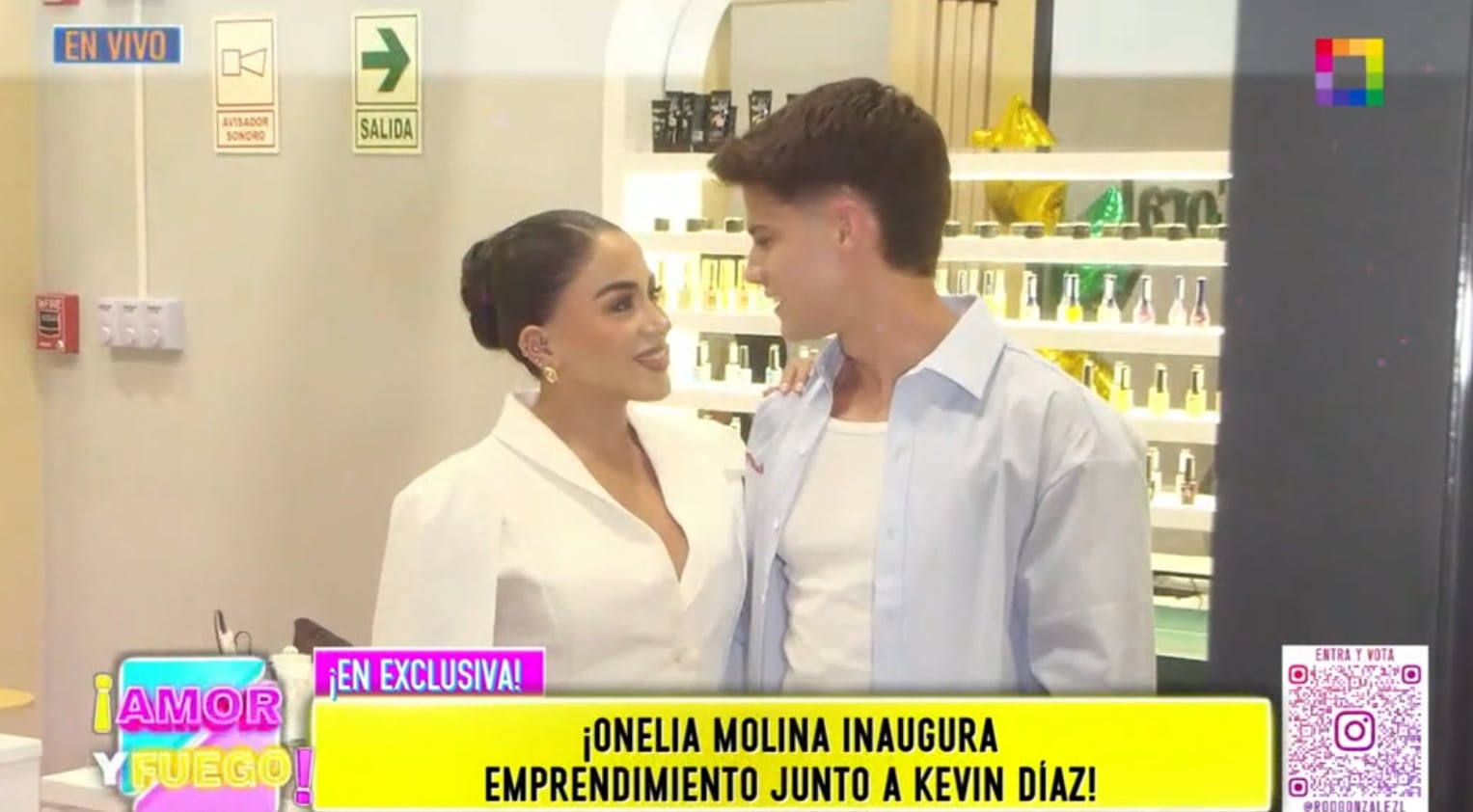 Onelia Molina estuvo acompañada de Kevin Díaz en la inauguración de su nueva empresa.