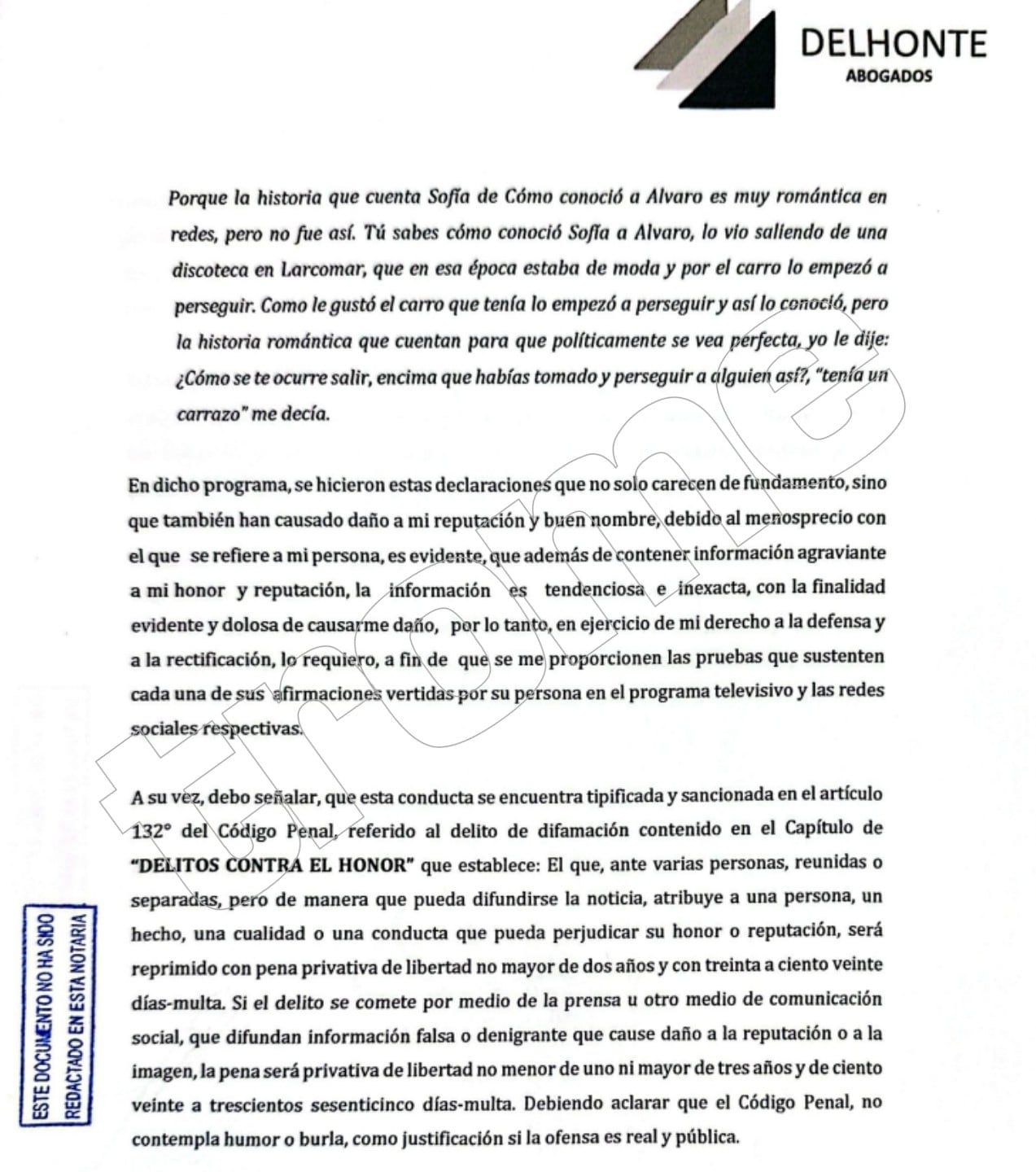 TROME - Exconductora manda carta notarial a Rodrigo Gonzáles.