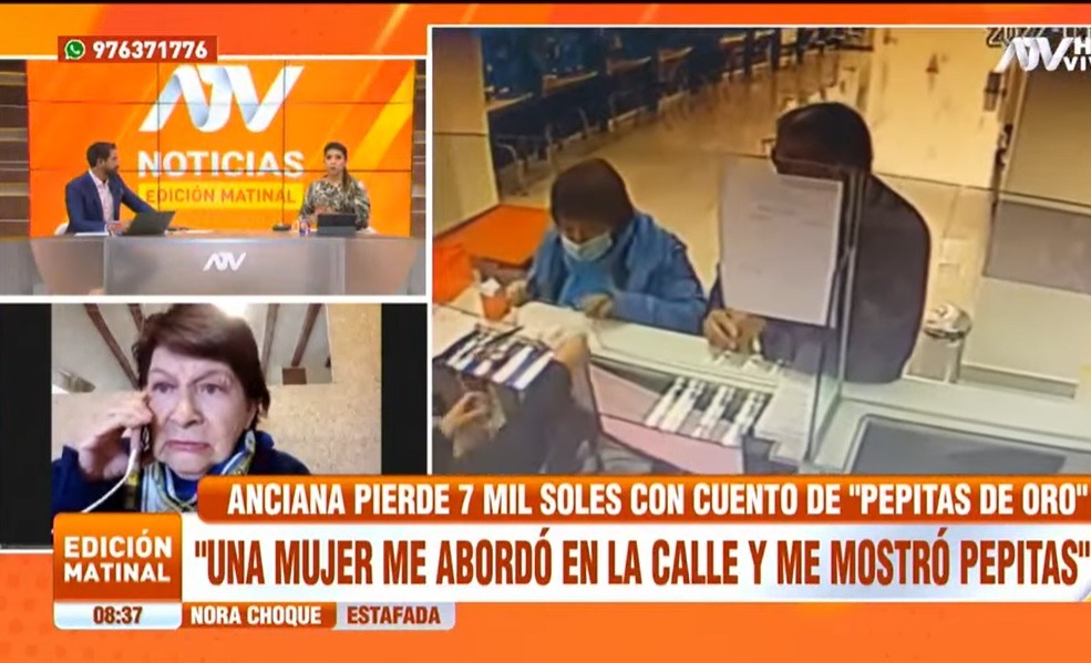Anciana contó los detalles de la estafa que sufrió en la ciudad del Cusco. (Foto: captura | ATV Noticias)