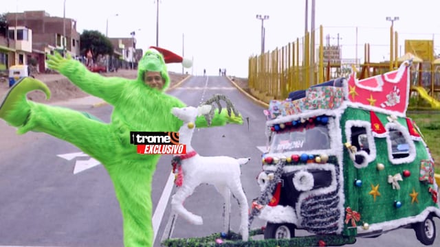 Mototaxi de estilo navideño. El 'Motonoel' y el Grinch de Villa comparten alegría en las calles y en TikTok. (Entrevista: Isabel Medina / Foto: Violeta Ayasta / Trome).