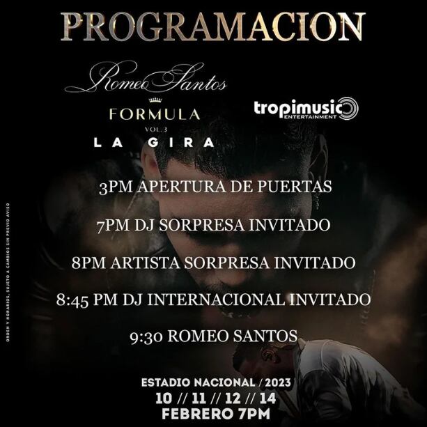 Conoce los horarios oficiales para los conciertos de Romeo Santos en Lima.