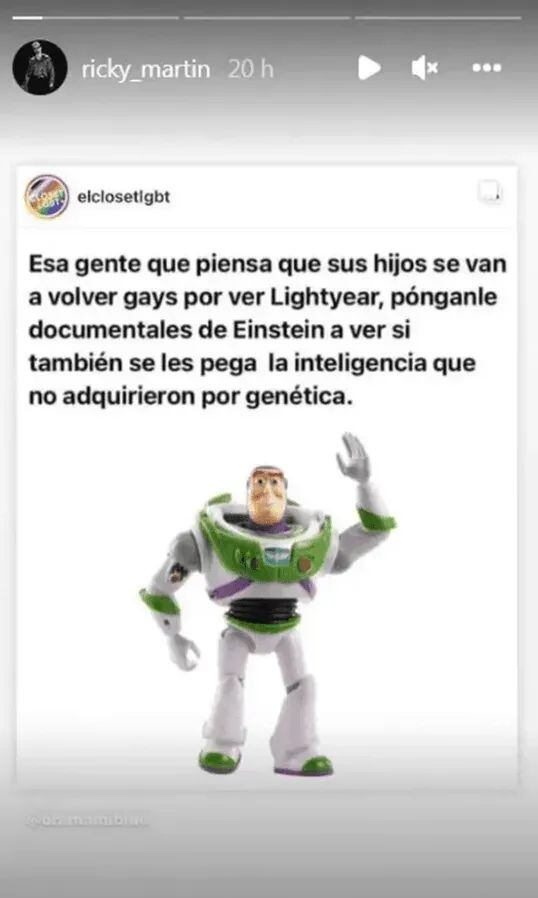Ricky Martin envía contundente mensaje a críticos de la película “Lightyear”. (Foto: Instagram)