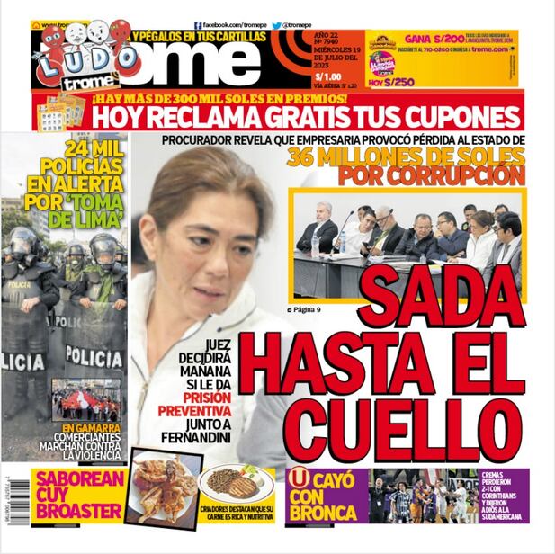 Portada Trome 19/07/2023