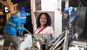 Municipalidad de Surco demuele parte de la vivienda de la congresista María Acuña por invadir terreno público