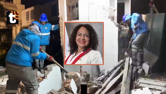 TROME - Municipalidad de Surco demuele parte de la vivienda de la congresista María Acuña por invadir terreno público