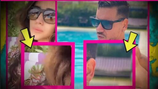 Melissa Paredes y el bailarín en día de piscina. (Foto: Captura Amor y Fuego9.