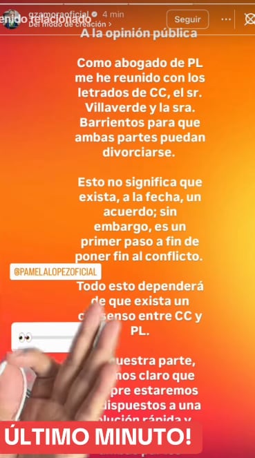 Abogado de Pamela López confirma reunión con abogados de Christian Cueva para que por fin se divorcien.