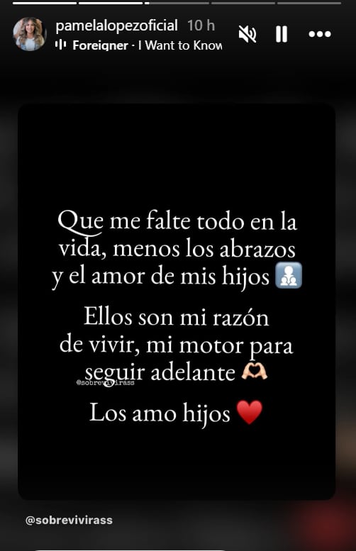 Una de las últimas publicaciones de Pamela López antes de 'La Granja VIP'. Luego estará incomunicada.