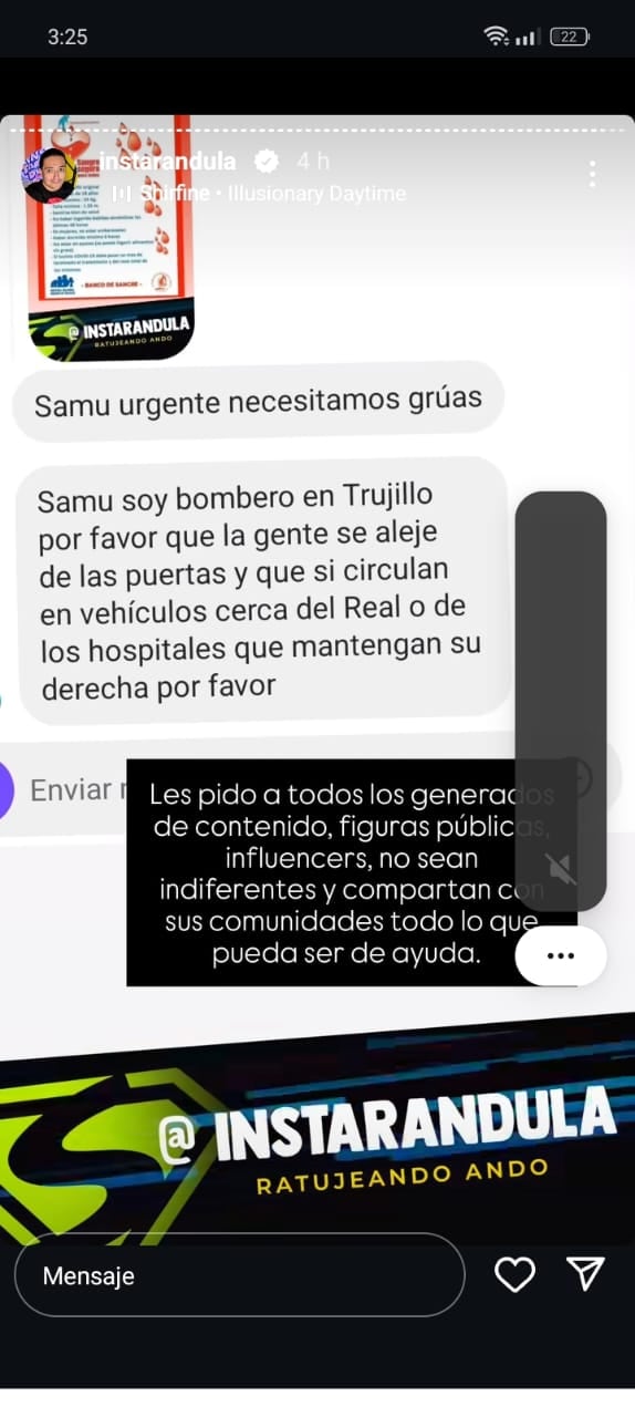 Pedido de bombero que atendió emergencia en Trujillo