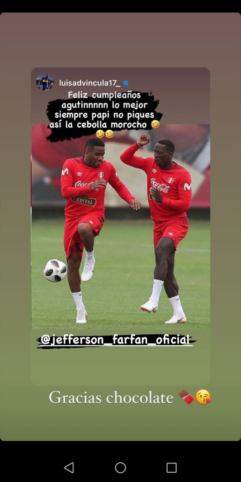 Jefferson Farfán recibió el saludo de varios colegas del medio futbolístico. Foto: Instagram.