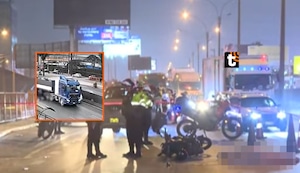 ¡Tragedia en Los Olivos! Policía en moto muere atropellado por tráiler