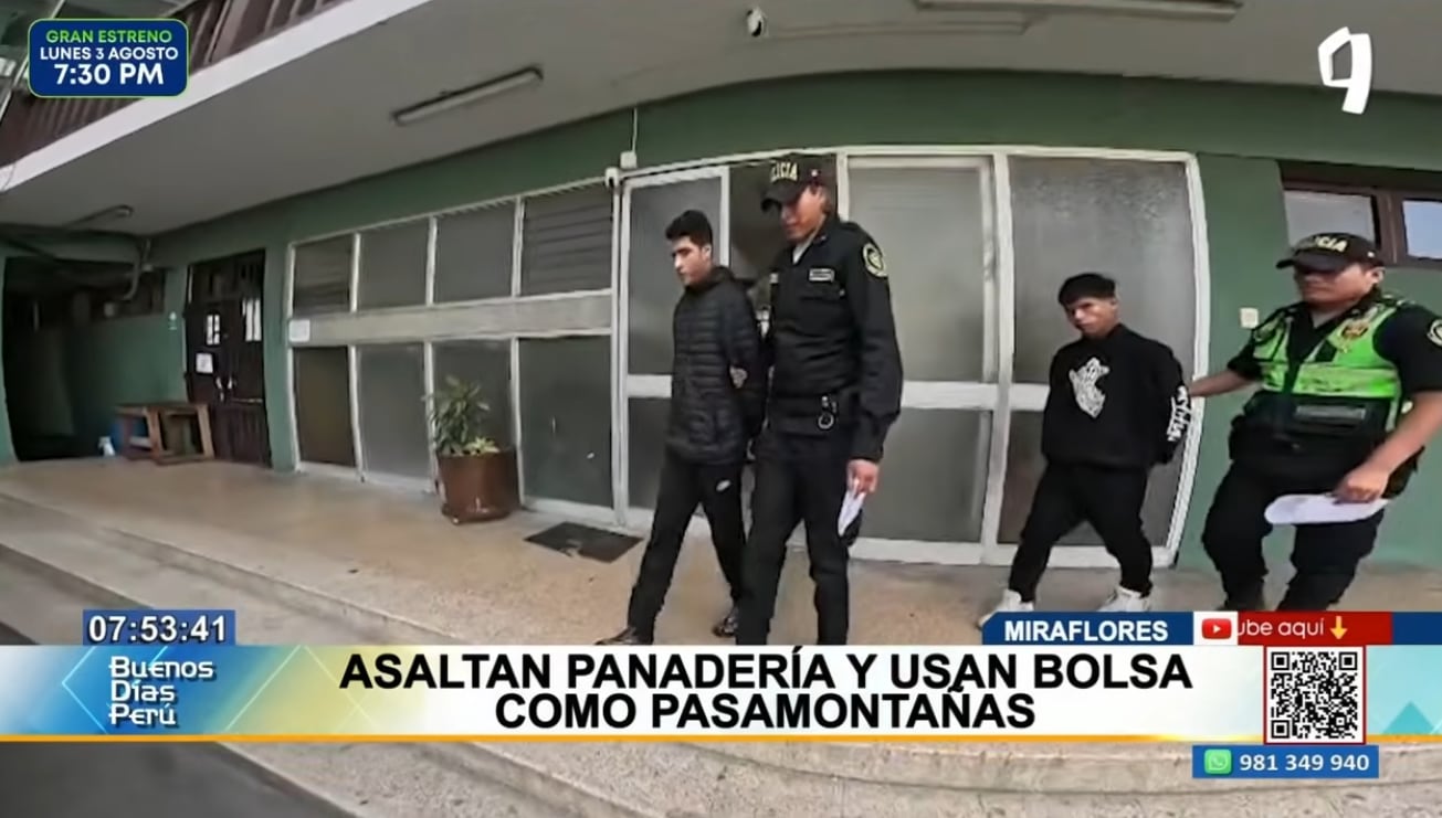 Los dos delincuentes fueron detenidos por la policía tras robo a cafetería en Miraflores.