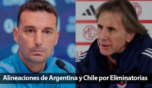 La alineación de Argentina y Chile, por fecha 7 de las Eliminatorias 2026