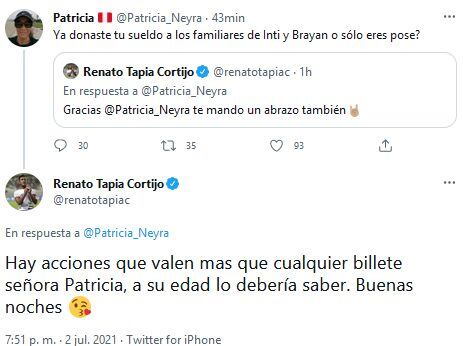 Renato Tapia respondió a usuaria en Twitter. (Twitter)