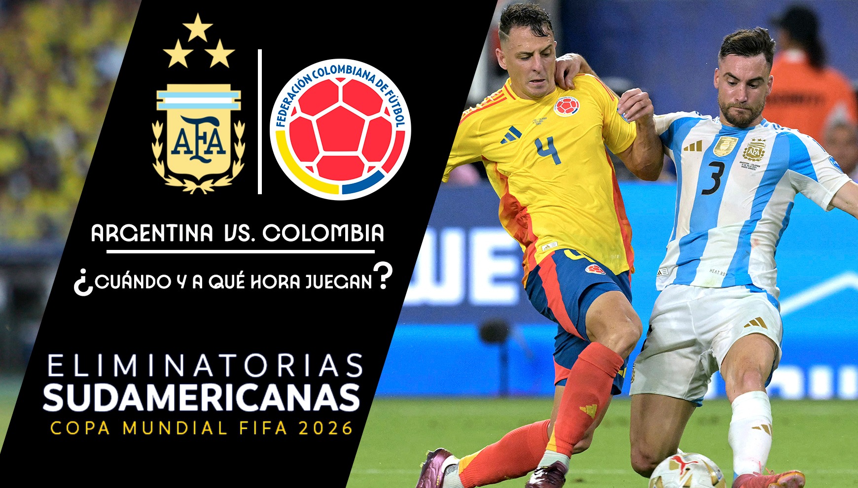 Conoce el día y los horarios en distintos países del mundo para ver EN VIVO el duelo entre Argentina y Colombia, por las Eliminatorias al Mundial 2026. | Foto: AFP / Composición: Héctor Honores