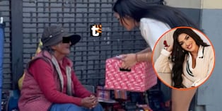 Michelle Soifer estuvo recorriendo las calles del centro de Lima entregando canastas navideñas.