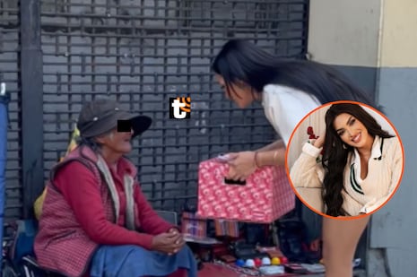 Michelle Soifer estuvo recorriendo las calles del centro de Lima entregando canastas navideñas