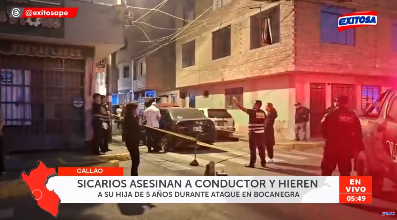 Padre de familia es asesinado a balazos por sicarios en el Callao y su hija de 5 años resulta herida.