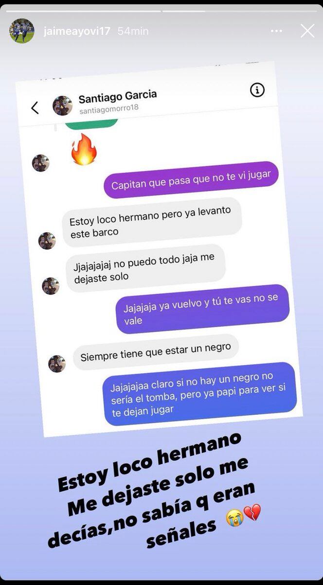 Jaime Ayoví publicó esta conversación con el 'Morro' García