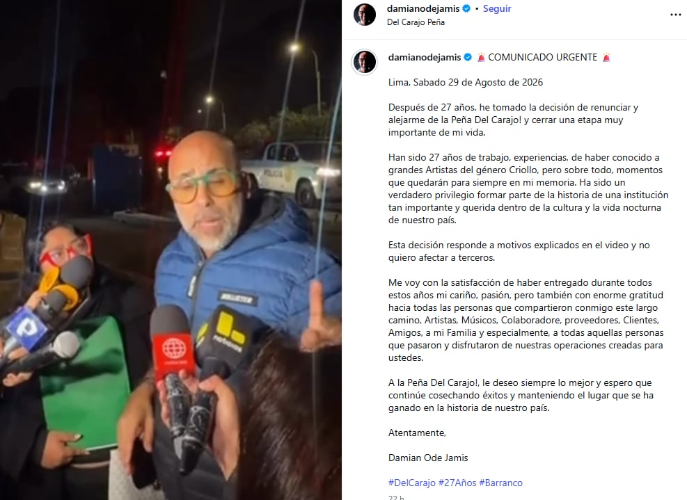 Damián Ode anuncia su salida de la Peña Del Carajo!