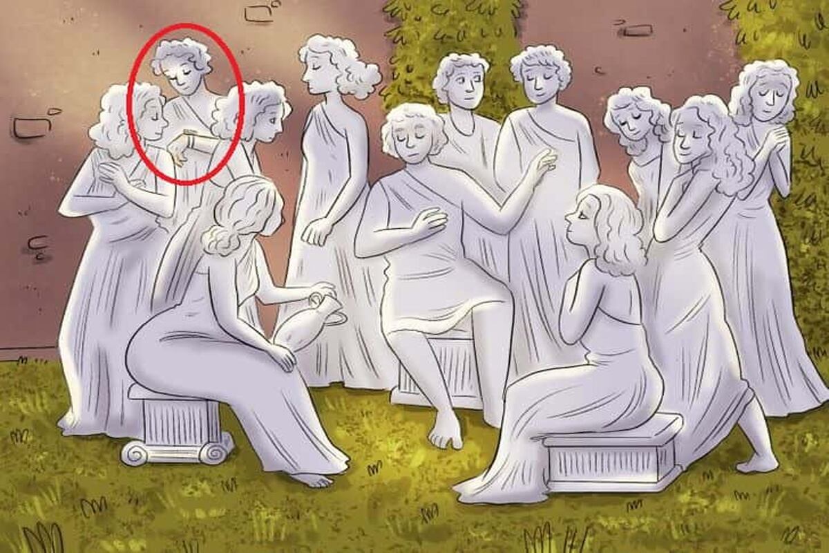 En esta imagen se puede ver al hombre camuflado entre las estatuas. (Brightside.com)