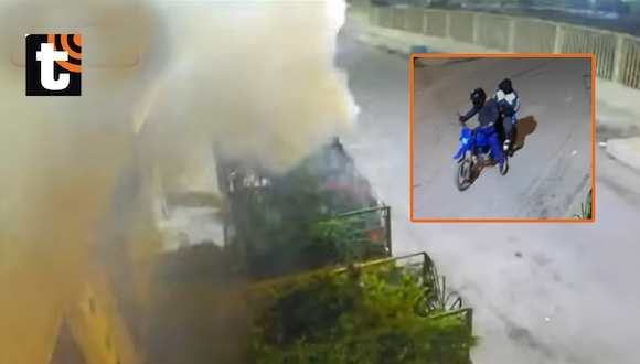 TROME - ¡Cámara capta atentado en Ancón! Extorsionadores en moto detonan explosivo en casa de comerciante