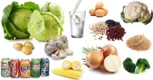 Alimentos que producen gases.