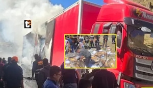 Camión con ánforas y materiales electorales de la ONPE se incendió en Canta