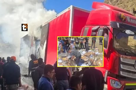 Camión con ánforas y materiales electorales de la ONPE se incendió en Canta