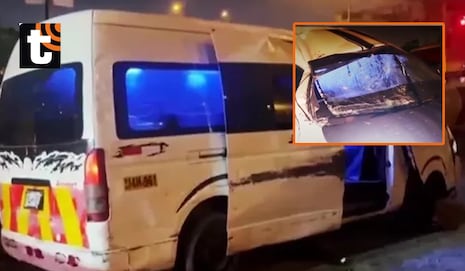 ¡Finjieron ser pasajeros! Delincuentes roban combi a balazos y chocan en Vía de Evitamiento tras feroz pe...