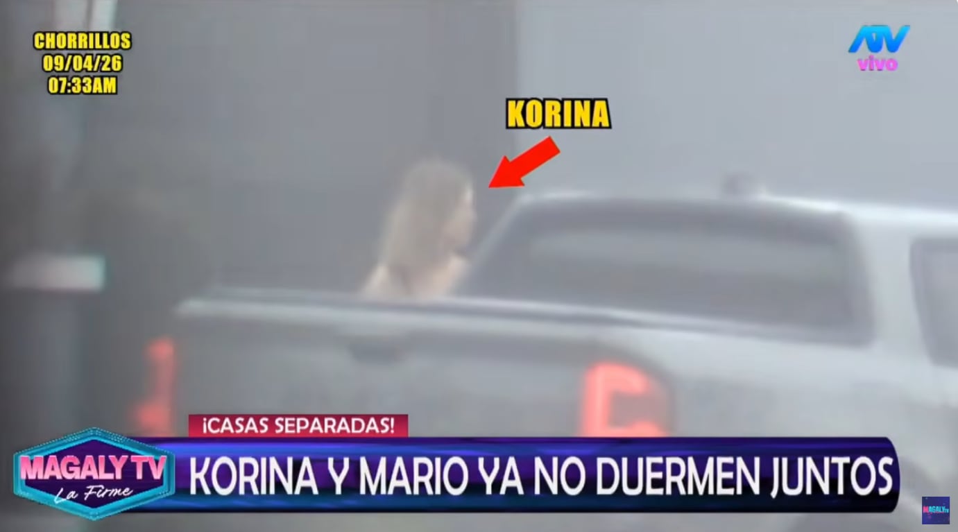 Korina Rivadeneira es captada saliendo de su vivienda de Chorrillos, mientras Mario Hart durmió en Lurín.