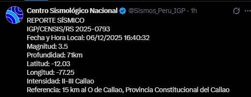 Centro Sismológico Nacional.