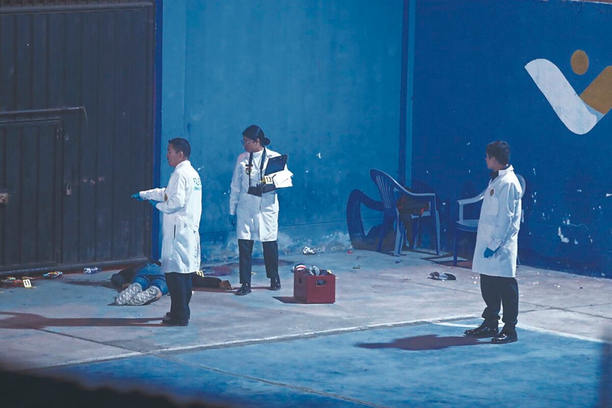 Baño de sangre en losa deportiva.