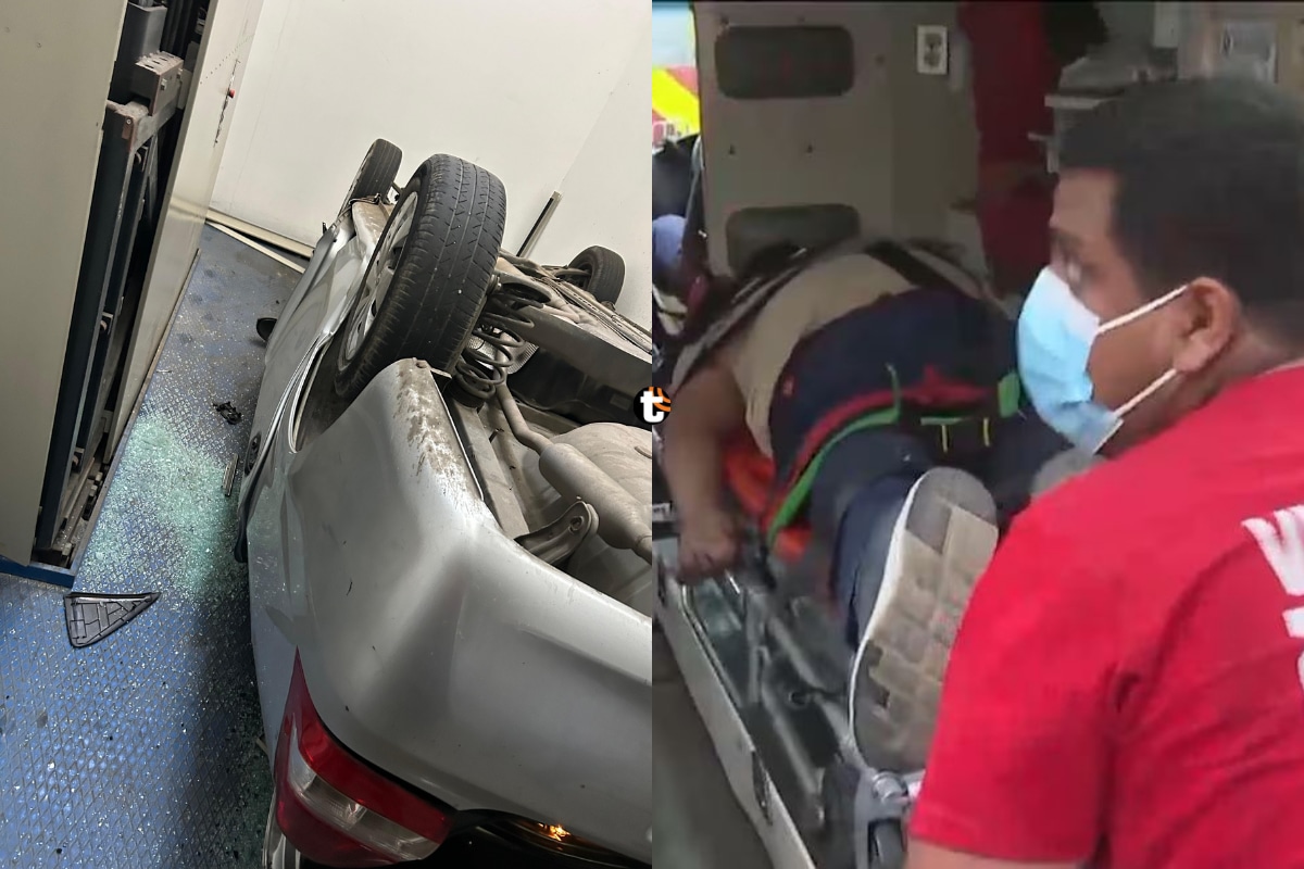 Auto cayó dos pisos en un hotel en Miraflores.