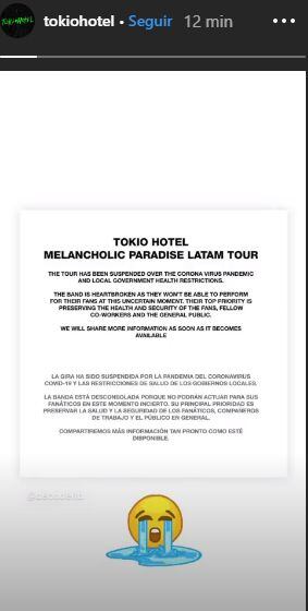 Tokio Hotel canceló su gira latinoamericana por el coronavirus. (Foto: @tokiohotel)