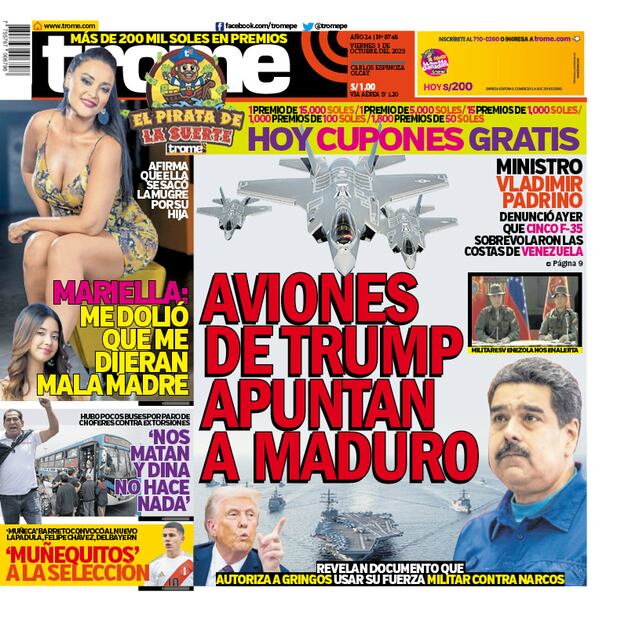 Portada Trome viernes 3 de octubre de 2025